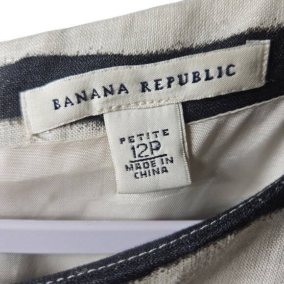 Banana Republic Zebra Print Linen Blend Sheath Dress 12P Petite Womens Back Zip - Picture 2 of 6